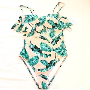 Tropical banana leaf convertible bathing suit